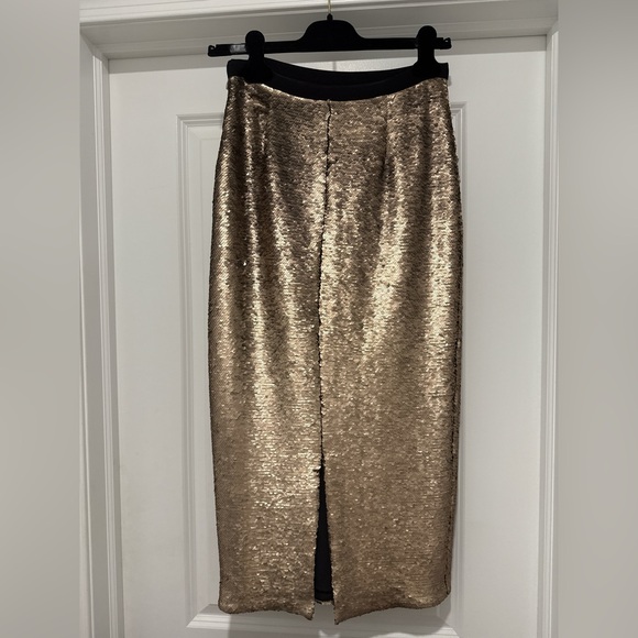 Cinq à Sept Gold Sequin Midi Skirt - Picture 3 of 6
